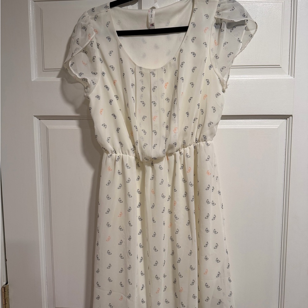 Charming Cream Dress with butterflies
